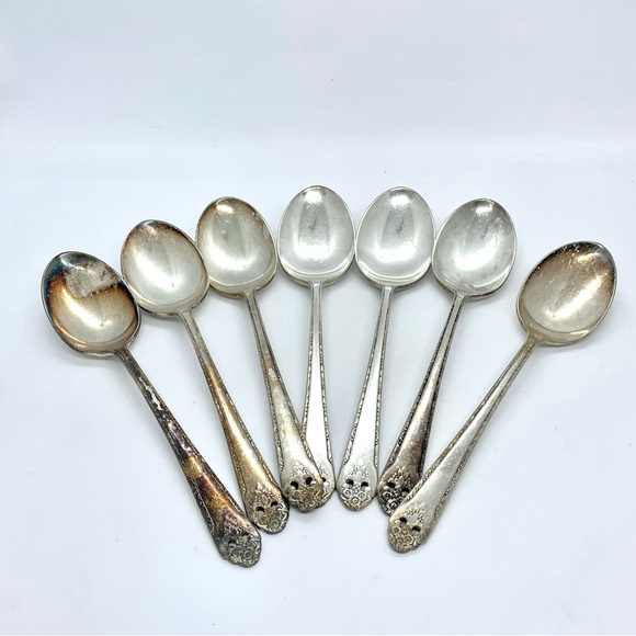Set Of 7 Vintage Holmes & Edwards Inlaid IS Spoons 1937 LOVELY LADY  7 1/2" - Picture 6 of 6